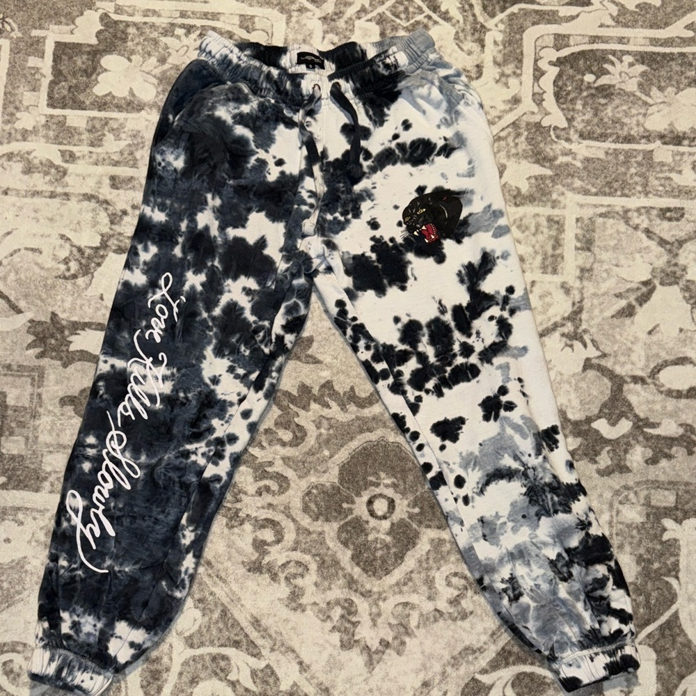 Ed Hardy Black and White “Panther” Tie-Dye Joggers
